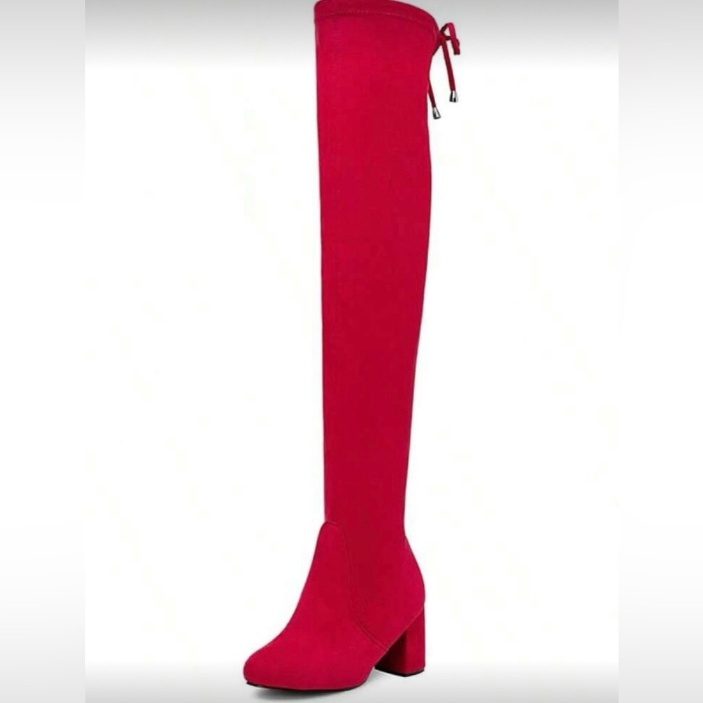 Red Over-the-Knee Suede Size 8 Brand New Women's Boots